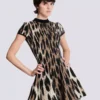 Abito svasato in jacquard con stampa leopardata Abito svasato in jacquard con stampa leopardata
