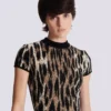 Abito svasato in jacquard con stampa leopardata Abito svasato in jacquard con stampa leopardata