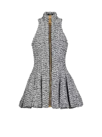 Abito svasato in tweed senza maniche Abito svasato in tweed senza maniche