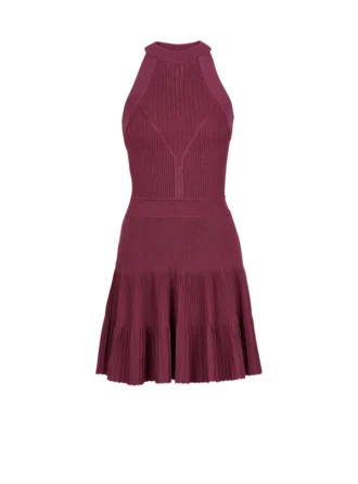 Abito svasato senza maniche in maglia traforata Abito svasato senza maniche in maglia traforata