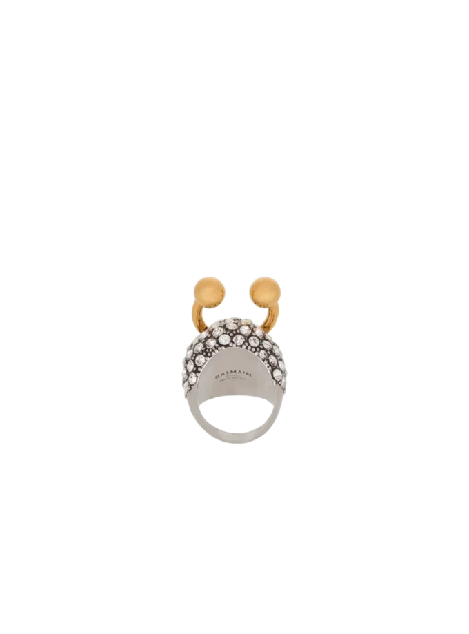 Anello con borchie in ottone e strass