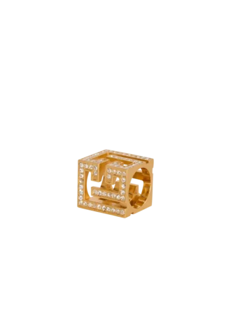 Anello cubo PB 3D con strass