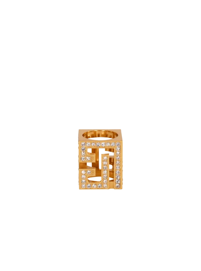 Anello cubo PB 3D con strass