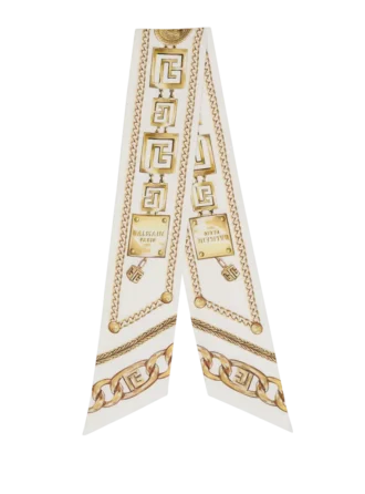 Bandana in seta stampata con motivo Balmain Chains