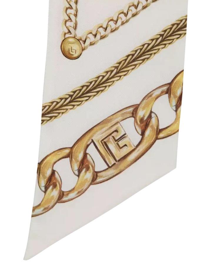 Bandana in seta stampata con motivo Balmain Chains