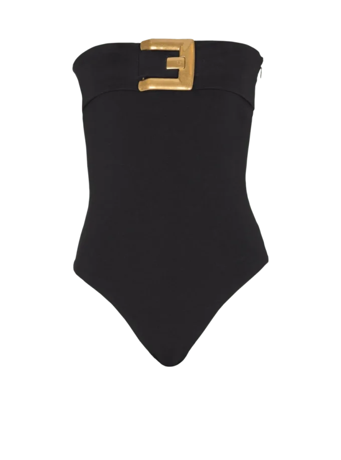 Body bustier in crêpe con cintura Body bustier in crêpe con cintura