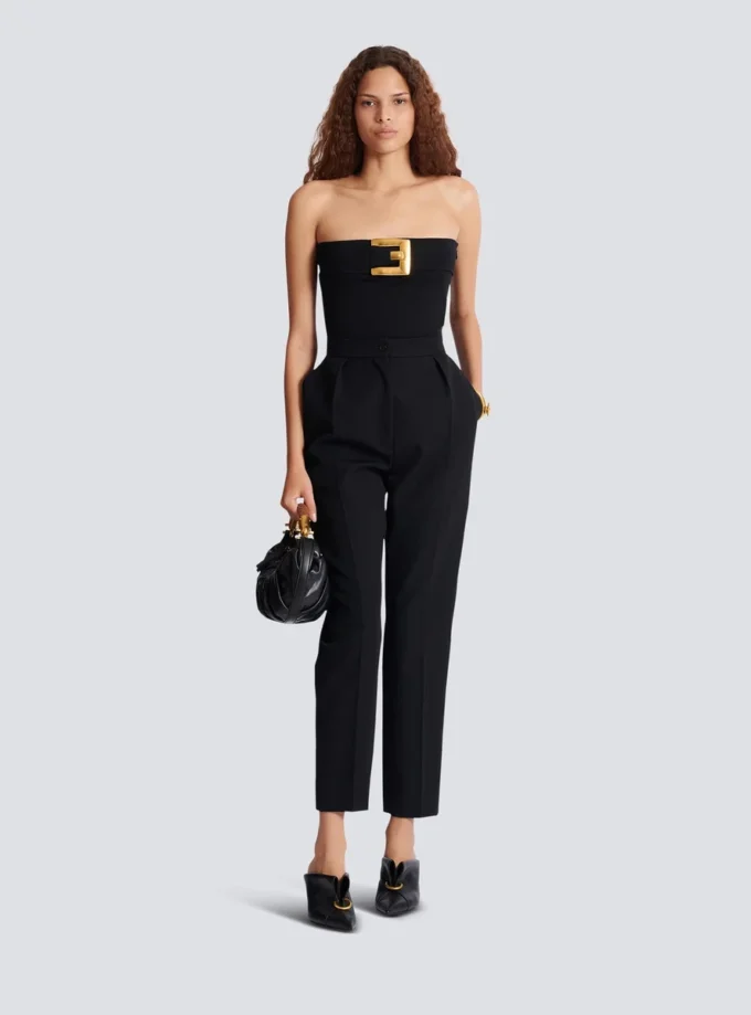 Body bustier in crêpe con cintura Body bustier in crêpe con cintura