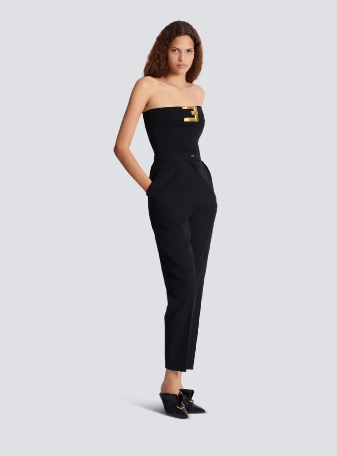 Body bustier in crêpe con cintura Body bustier in crêpe con cintura