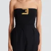 Body bustier in crêpe con cintura Body bustier in crêpe con cintura