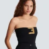 Body bustier in crêpe con cintura Body bustier in crêpe con cintura