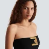 Body bustier in crêpe con cintura Body bustier in crêpe con cintura