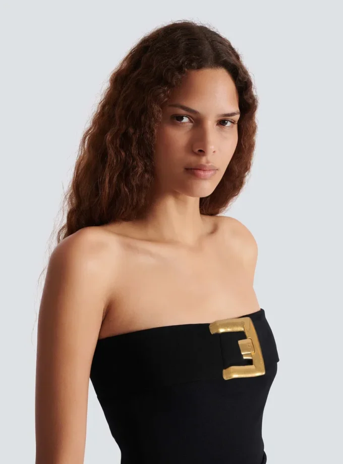 Body bustier in crêpe con cintura Body bustier in crêpe con cintura