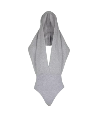 Body drappeggiato con cappuccio