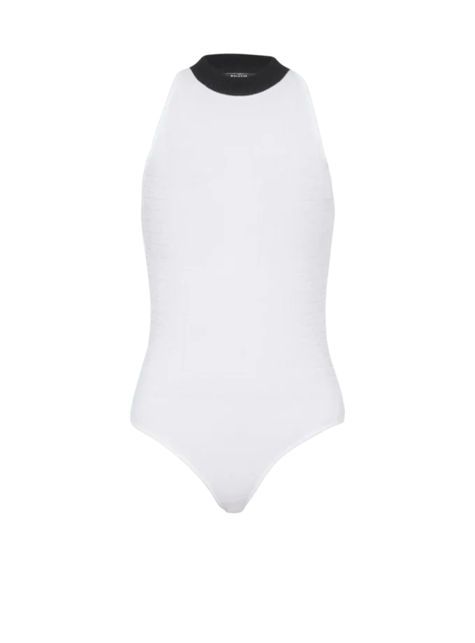 Body in maglia bicolore con monogramma Body in maglia bicolore con monogramma