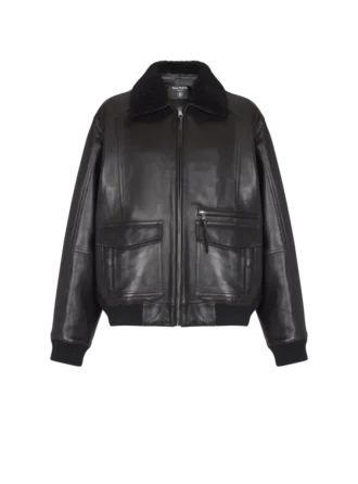Bomber da aviatore in pelle di agnello