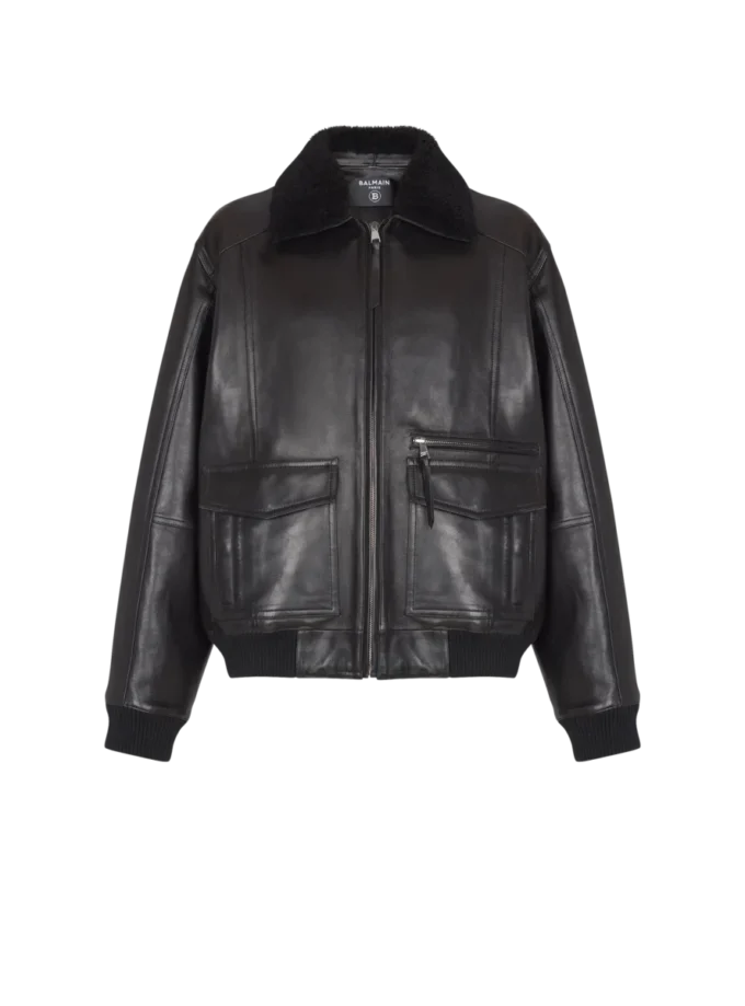 Bomber da aviatore in pelle di agnello