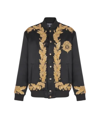 Bomber in cupro ricamato