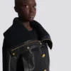 Bomber in pelle di agnello e maglia Bomber in pelle di agnello e maglia