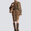 Bomber in pelle stile cavallino con motivo leopardato Bomber in pelle stile cavallino con motivo leopardato