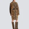Bomber in pelle stile cavallino con motivo leopardato Bomber in pelle stile cavallino con motivo leopardato
