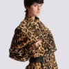 Bomber in pelle stile cavallino con motivo leopardato Bomber in pelle stile cavallino con motivo leopardato
