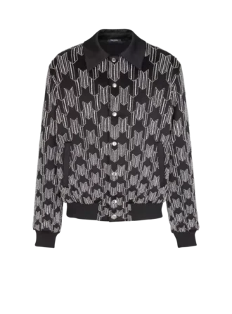 Bomber in raso con ricami in cristallo