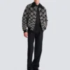 Bomber in raso con ricami in cristallo