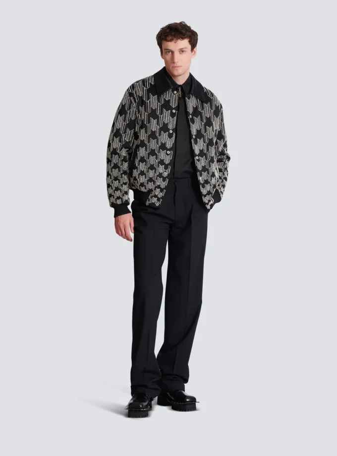 Bomber in raso con ricami in cristallo