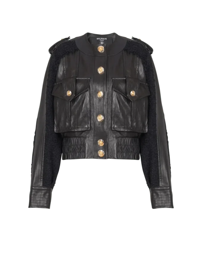 Bomber in tweed e pelle Bomber in tweed e pelle