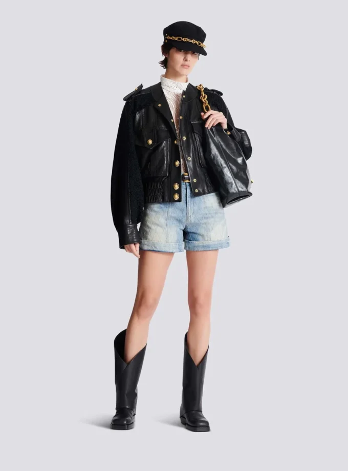 Bomber in tweed e pelle Bomber in tweed e pelle