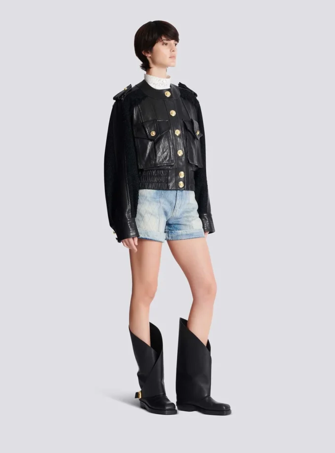 Bomber in tweed e pelle Bomber in tweed e pelle