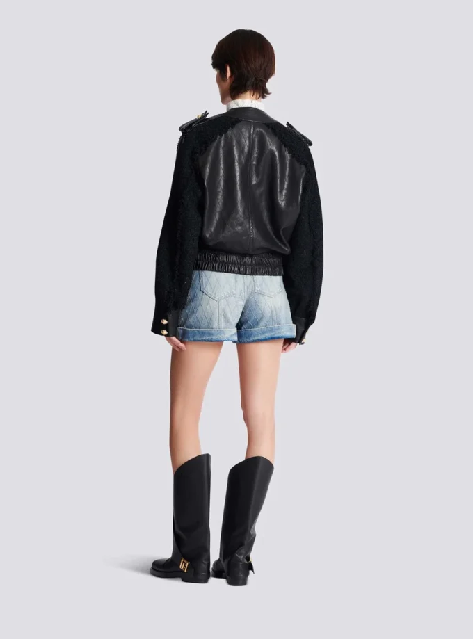 Bomber in tweed e pelle Bomber in tweed e pelle
