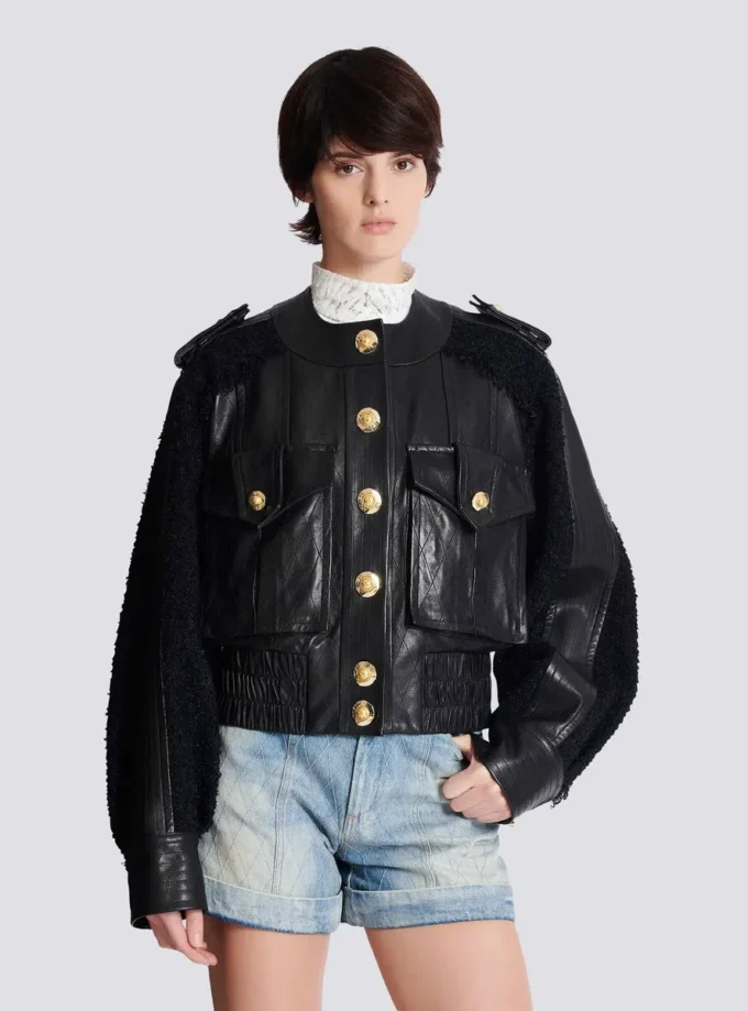 Bomber in tweed e pelle Bomber in tweed e pelle