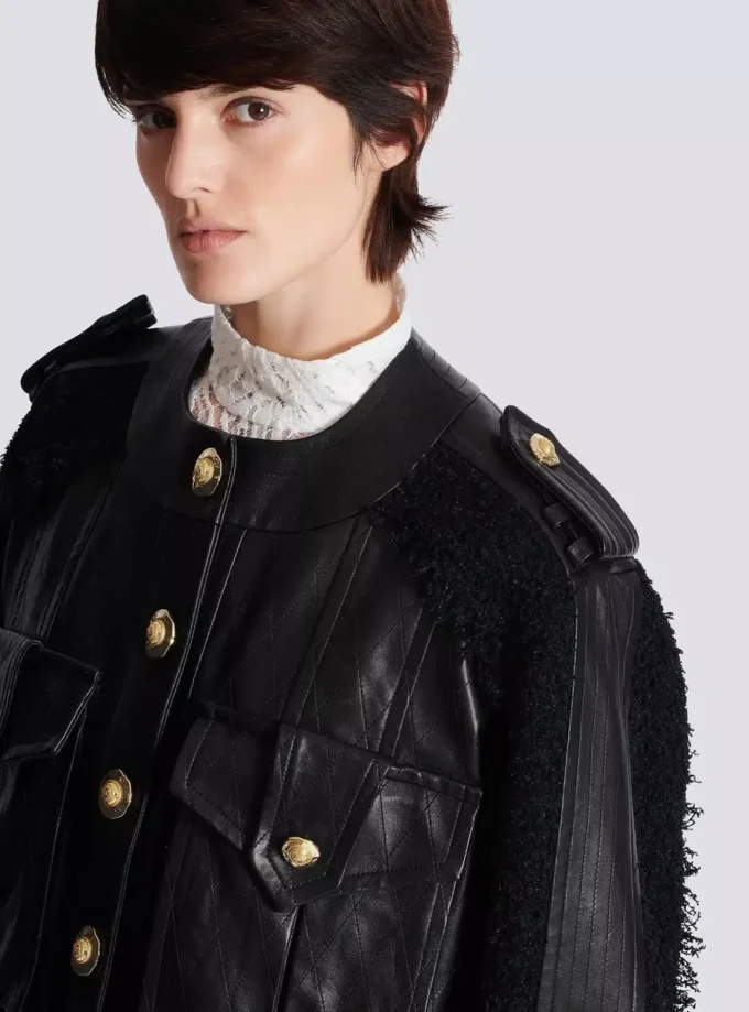 Bomber in tweed e pelle Bomber in tweed e pelle