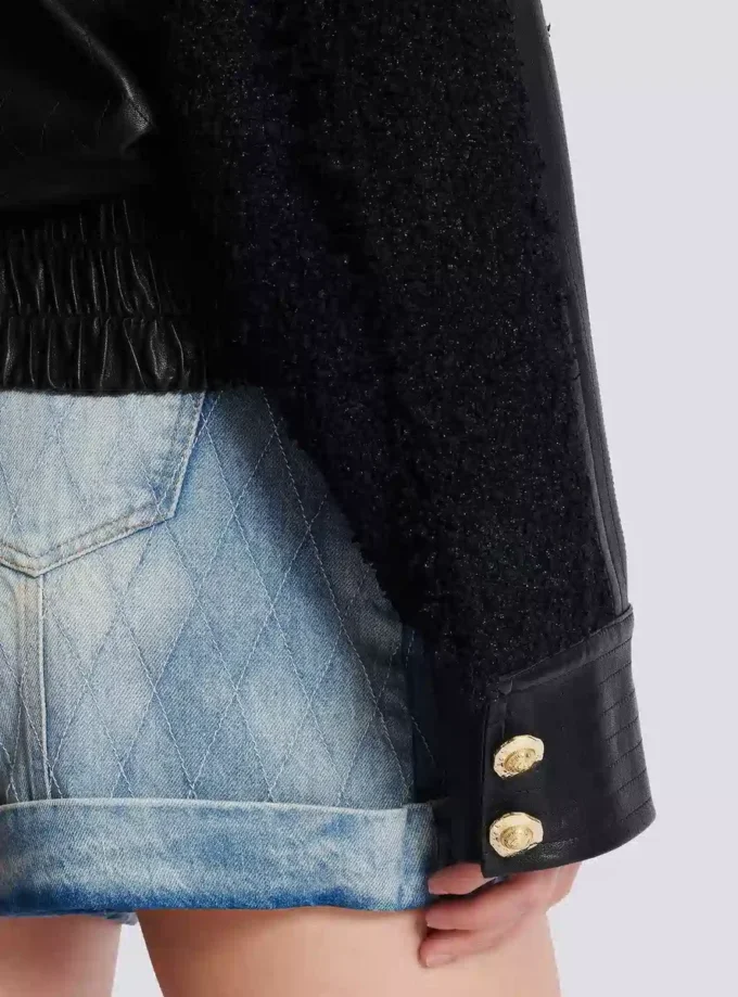 Bomber in tweed e pelle Bomber in tweed e pelle