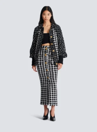 Bomber oversize in tweed misto