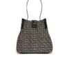 Borsa a secchiello in jacquard e pelle di vitello Borsa a secchiello in jacquard e pelle di vitello