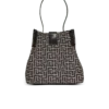 Borsa a secchiello in jacquard e pelle di vitello Borsa a secchiello in jacquard e pelle di vitello