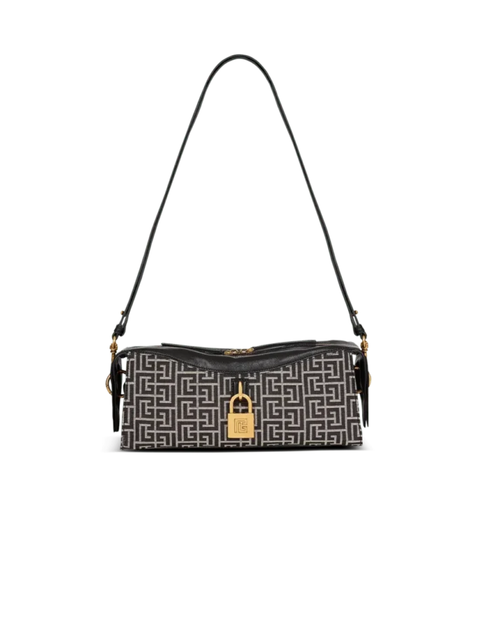 Borsa a tracolla Pulse in jacquard monogramma e pelle di vitello Borsa a tracolla Pulse in jacquard monogramma e pelle di vitello