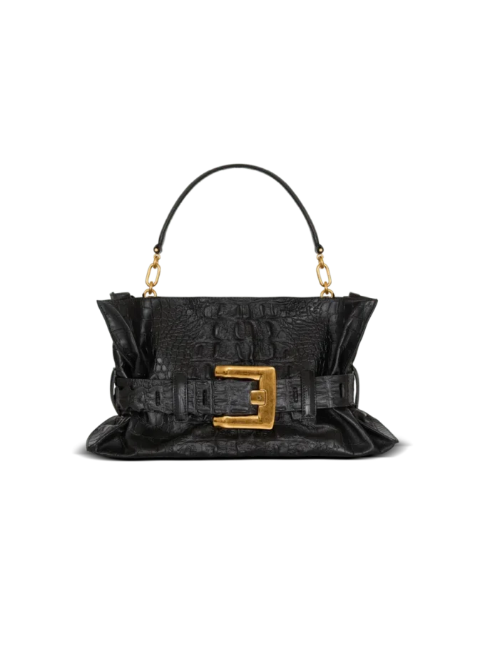 Borsa Anthem media in pelle di vitello goffrata con stampa coccodrillo Borsa Anthem media in pelle di vitello goffrata con stampa coccodrillo
