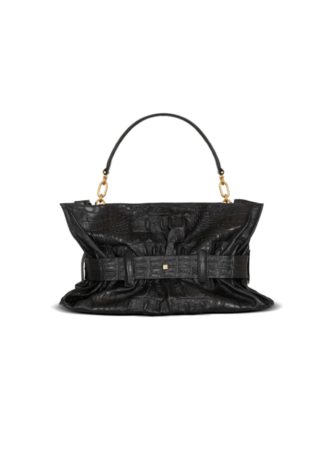 Borsa Anthem media in pelle di vitello goffrata con stampa coccodrillo Borsa Anthem media in pelle di vitello goffrata con stampa coccodrillo
