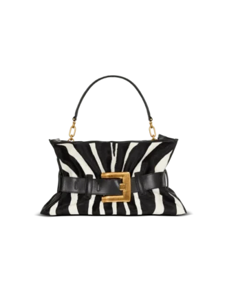 Borsa Anthem media in pelle e cavallino zebrato