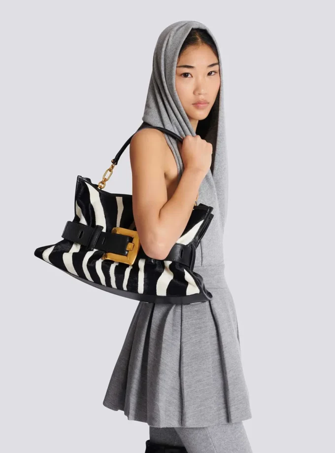 Borsa Anthem media in pelle e cavallino zebrato Borsa Anthem media in pelle e cavallino zebrato