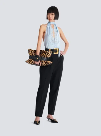 Borsa Anthem Medium in pelle di cavallino con stampa leopardata