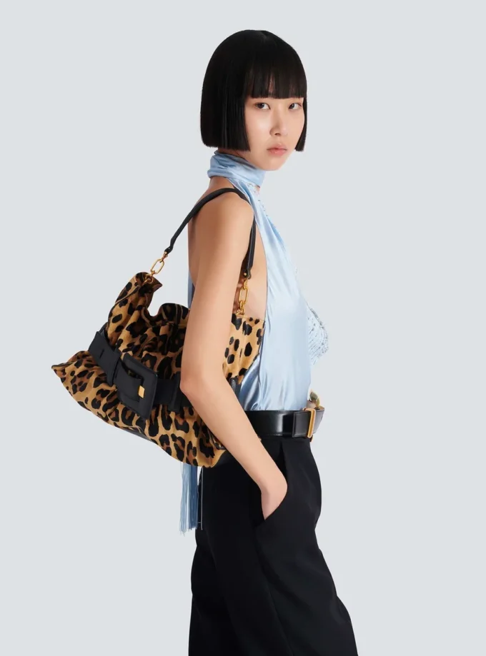 Borsa Anthem Medium in pelle di cavallino con stampa leopardata Borsa Anthem Medium in pelle di cavallino con stampa leopardata