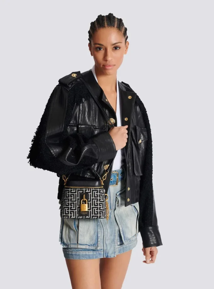 Borsa Pulse Vanity in tela jacquard monogrammata e pelle