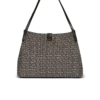 Borsa Shopper media in jacquard monogramma e pelle di vitello Borsa Shopper media in jacquard monogramma e pelle di vitello
