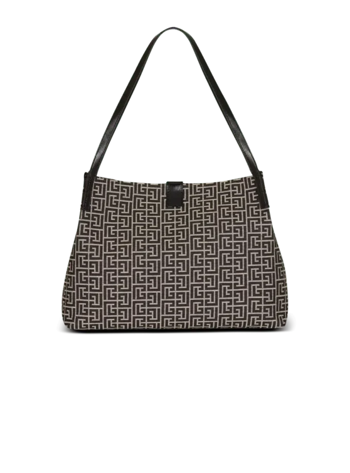 Borsa Shopper media in jacquard monogramma e pelle di vitello Borsa Shopper media in jacquard monogramma e pelle di vitello