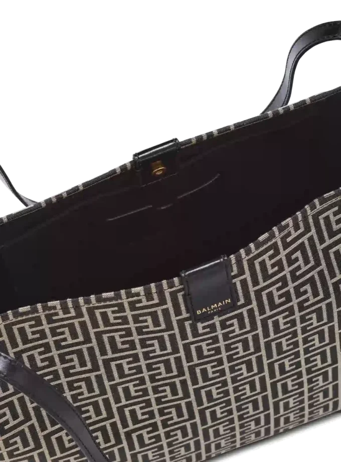 Borsa Shopper media in jacquard monogramma e pelle di vitello Borsa Shopper media in jacquard monogramma e pelle di vitello