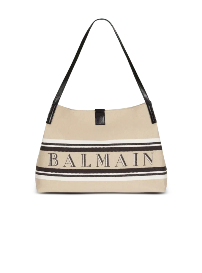 Borsa Shopper media in tela e pelle di vitello Borsa Shopper media in tela e pelle di vitello